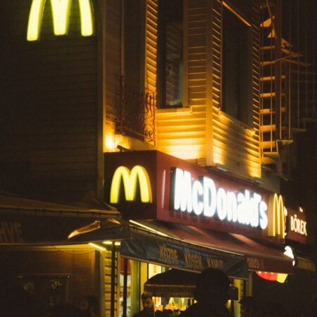 mc donald s fast food restaurant with neon signage