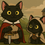 Medieval Cats in a Rolling Landscape