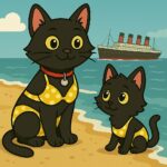 ODC and Lanson in itsy bitsey teenie weeny yellow polka dot bikinis as Titanic sails by