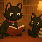 ODC and Lanson reading in the library