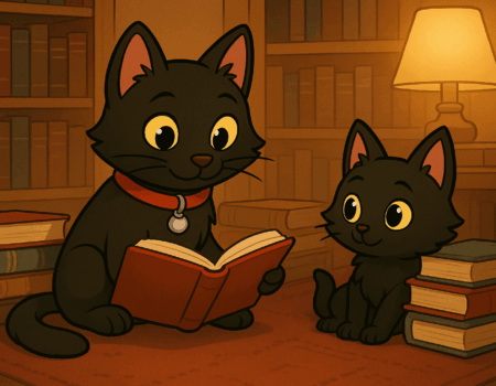 ODC and Lanson reading in the library