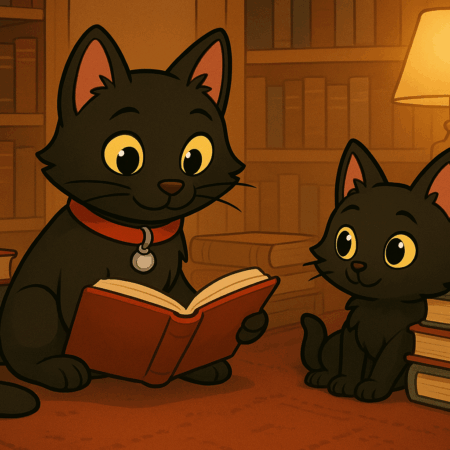 ODC and Lanson reading in the library