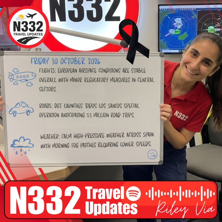 N332 Weekend Travel Update – Friday 30 October 2026